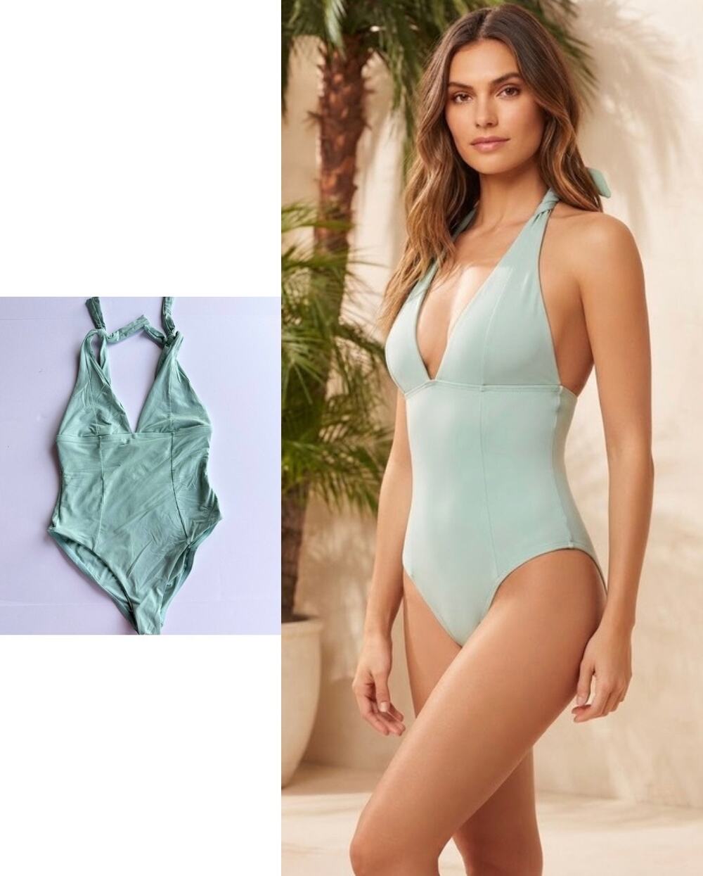 L Space mint blue green bathing suit size 8 swimsuit
